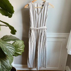 Gray Striped Wide Leg Romper